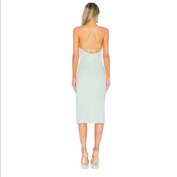 Mint green midi Cinq a Sept dress with side slit - Picture 2 of 11